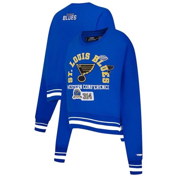 Pro Standard St. Louis Blues royal blue cropped pullover Sweatshirt top M nwt - Picture 1 of 8